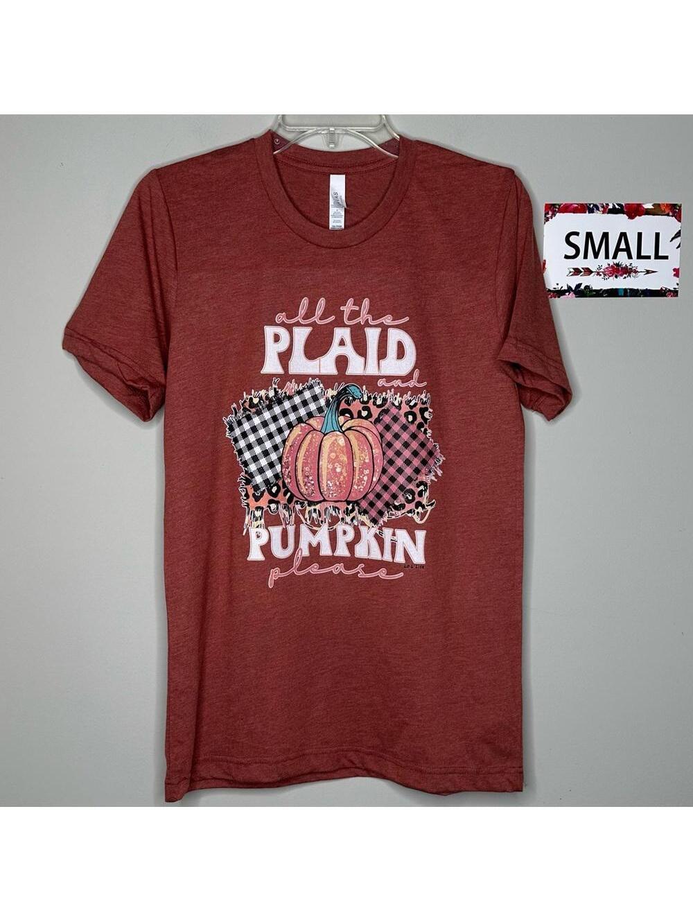 All the Plaid & Pumpkin Small tee shirt- L&B Life